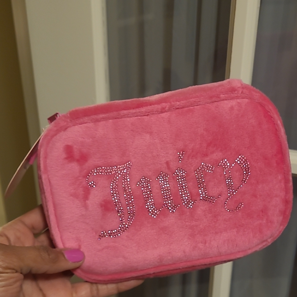 Juicy Couture Pink Jewelry Organizer Bag with Rhinestone Embellishments